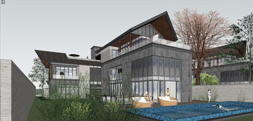 精品現代沿湖中式府邸 雙拼雙坡建筑與景觀設計SU模型深度解析